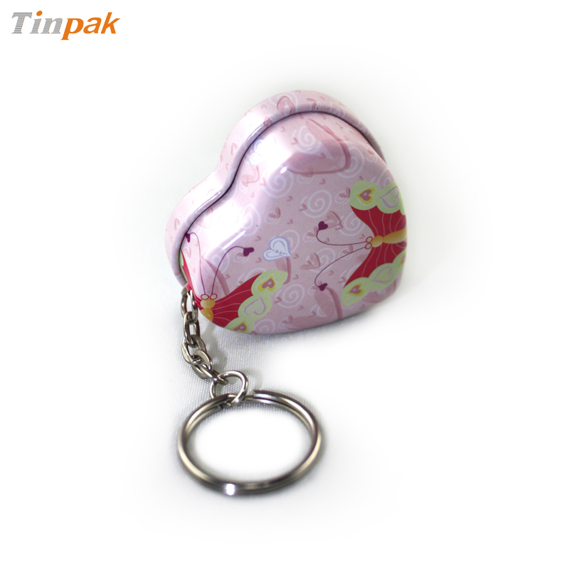 heart pocket tin with key ring